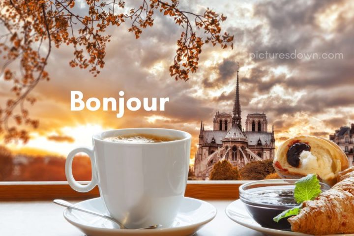 Image bonjour café et croissant téléchargement gratuit