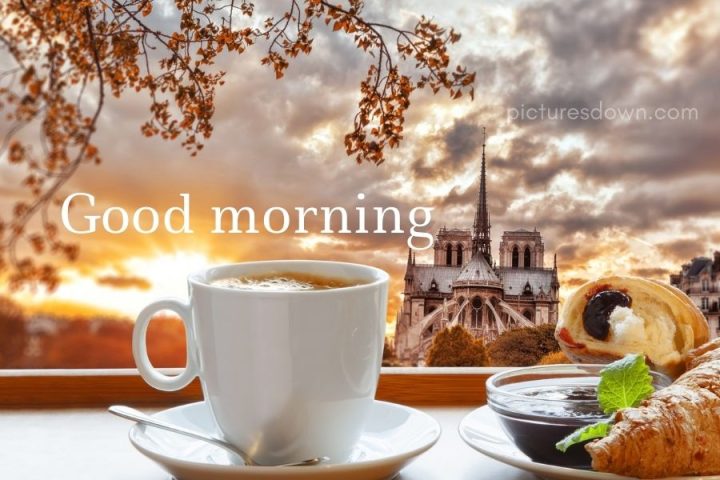 Good morning picture coffee and croissant download free
