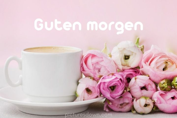 Guten morgen bild Kaffee und Rosen kostenlos herunterladen online