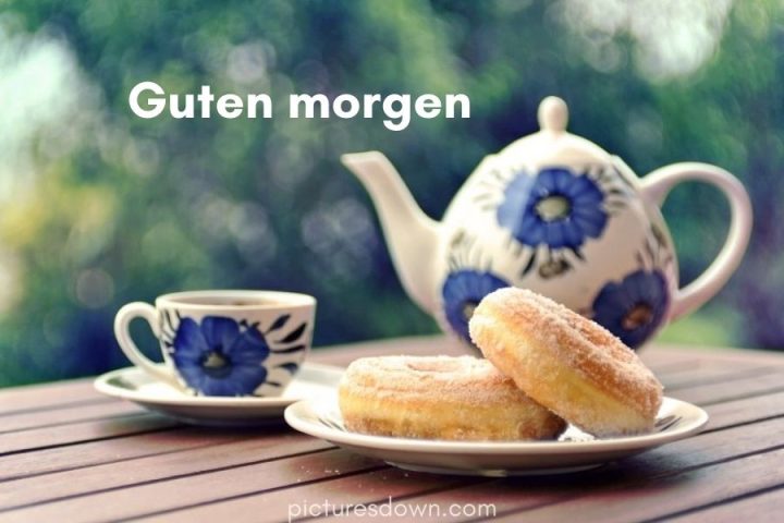 Guten morgen bild Tee und Donuts kostenlos herunterladen online