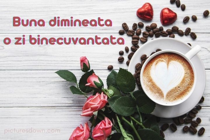 Imagine cu mesaje de o zi buna cafea și flori descărcare gratuită