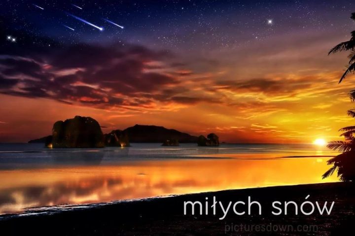 Kartki na dobranoc krajobraz i gwiazdy do pobrania za darmo