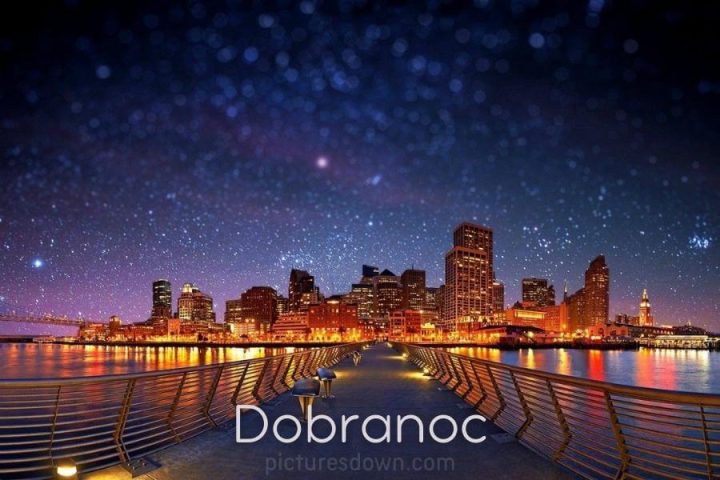 Obrazki na dobranoc niebo i miasto do pobrania za darmo