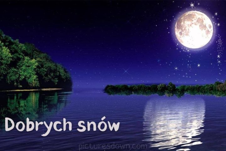 Obrazki na dobranoc krajobraz księżyc i jezioro do pobrania za darmo