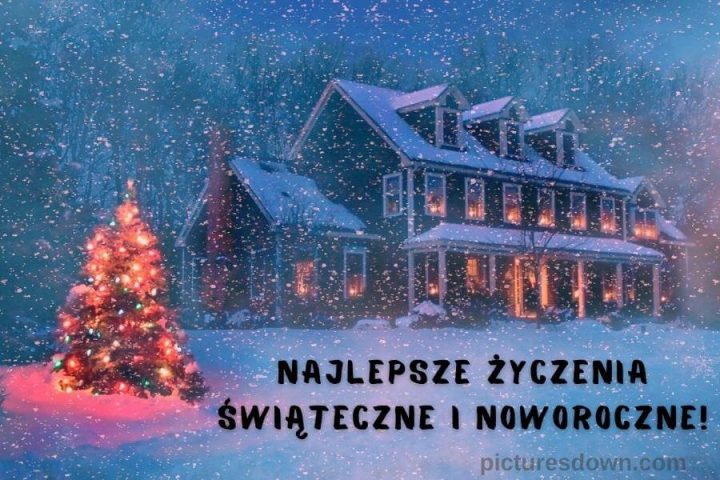 Kartka bożonarodzeniowe dom na Boże Narodzenie do pobrania za darmo