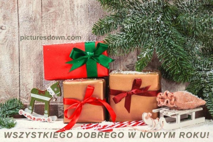 Kartka bożonarodzeniowe prezenty i drzewo do pobrania za darmo