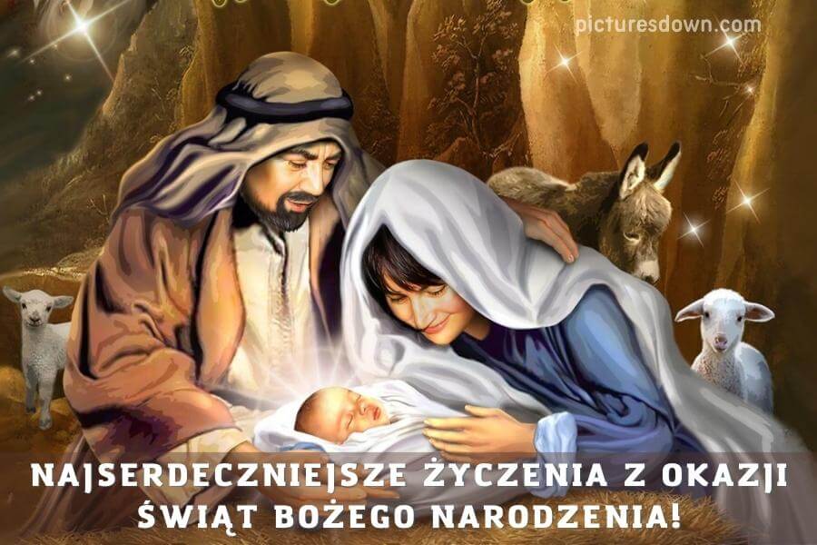 Obrazek na boże narodzenie Jezus w żłobie do pobrania za darmo