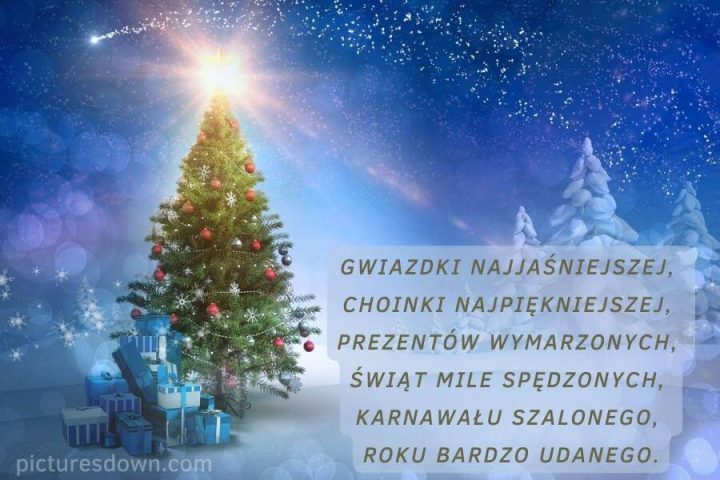 Kartka na boże narodzenie drzewko świąteczne do pobrania za darmo