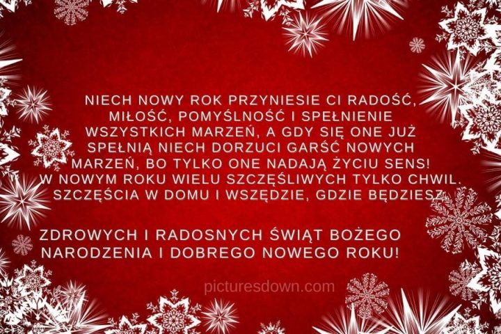 Kartka noworoczne płatek śniegu do pobrania za darmo