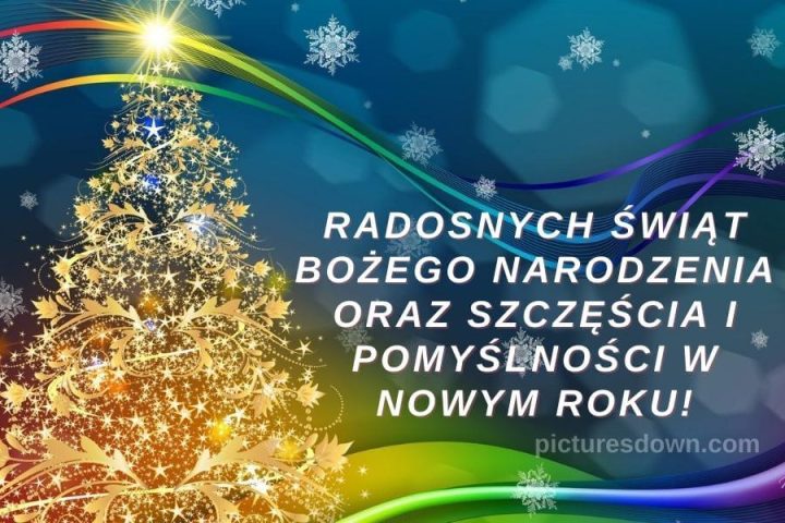 Kartka noworoczne złote drzewo do pobrania za darmo