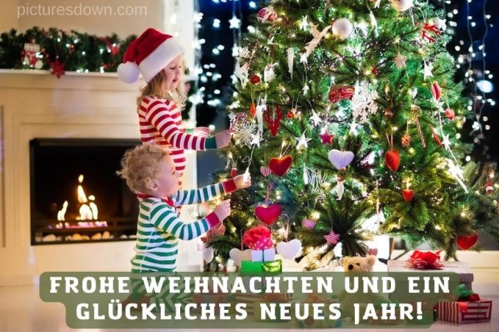 Frohe weihnachten bilder kostenlos Kinder und Baum herunterladen online