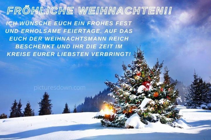 Frohe weihnachten bilder kostenlos Baum unter dem Schnee herunterladen online
