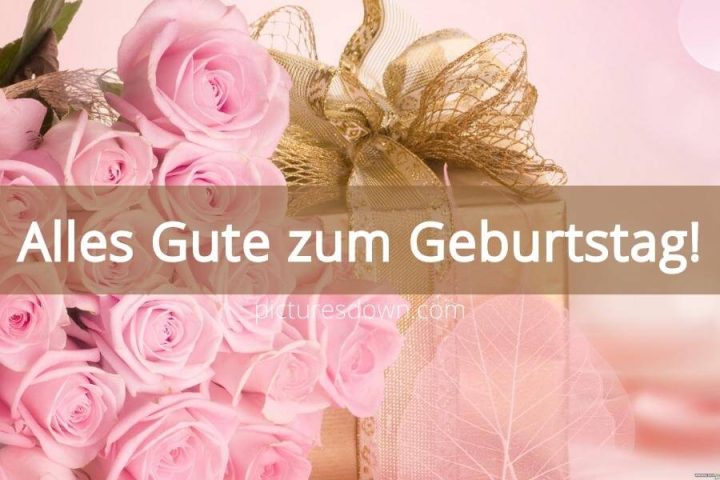 Geburtstag bilder kostenlos rosa Rosen und Geschenk herunterladen