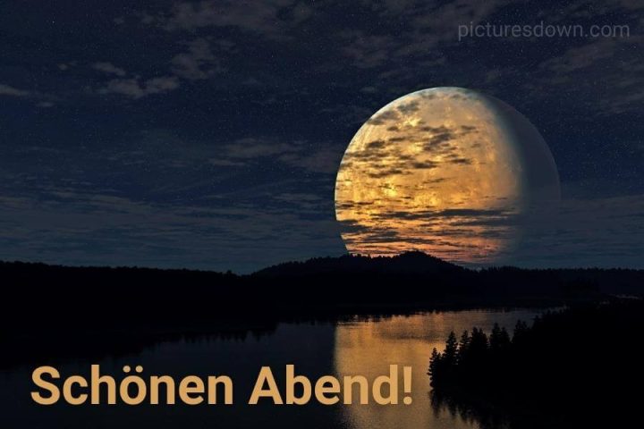 Guten abend bild Mond über dem Wald kostenlos herunterladen