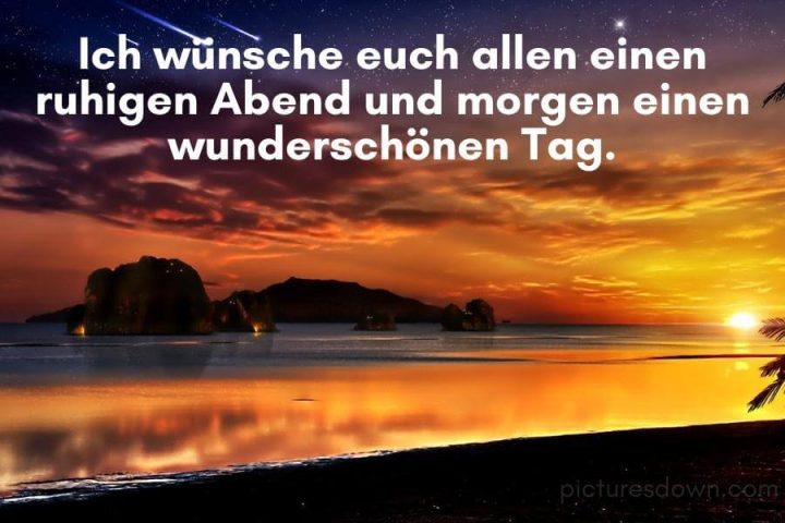 Guten abend bild Sonnenuntergang und Meer kostenlos herunterladen
