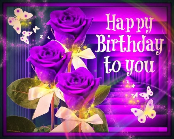 Happy birthday karte lila kostenlos herunterladen