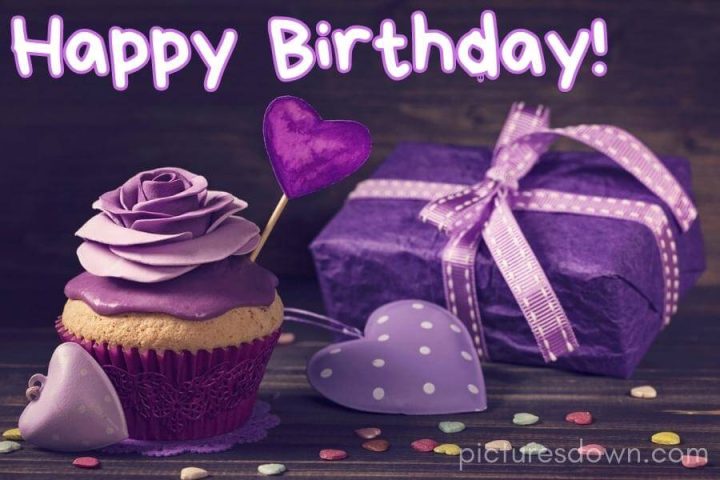 Happy birthday wishes Geschenk und Cupcake kostenlos herunterladen