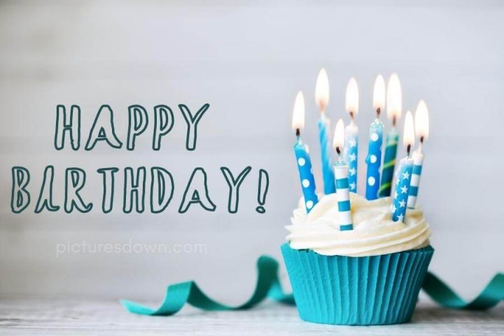 Happy birthday karte Cupcake und Kerze kostenlos herunterladen