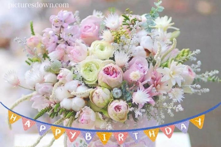 Bilder happy birthday blumen mit einer Inschrift kostenlos herunterladen