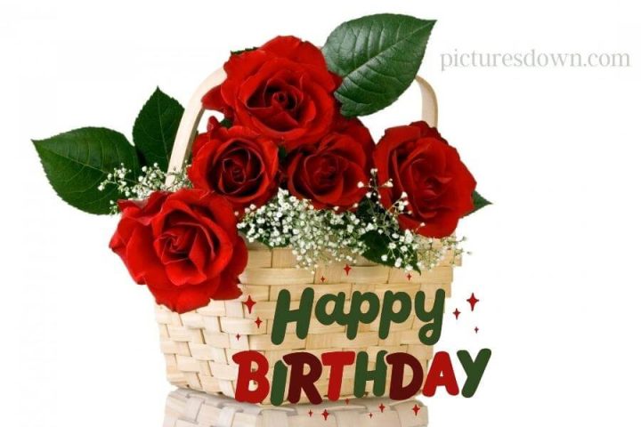 Bilder happy birthday blumen fünf Rosen kostenlos herunterladen