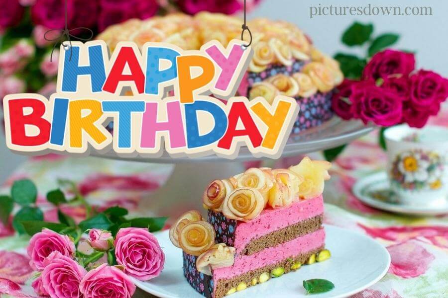Bilder happy birthday Kuchen mit blumen kostenlos herunterladen