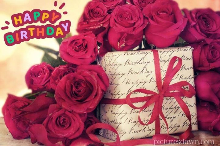 Bilder happy birthday blumen rote Rosen kostenlos herunterladen