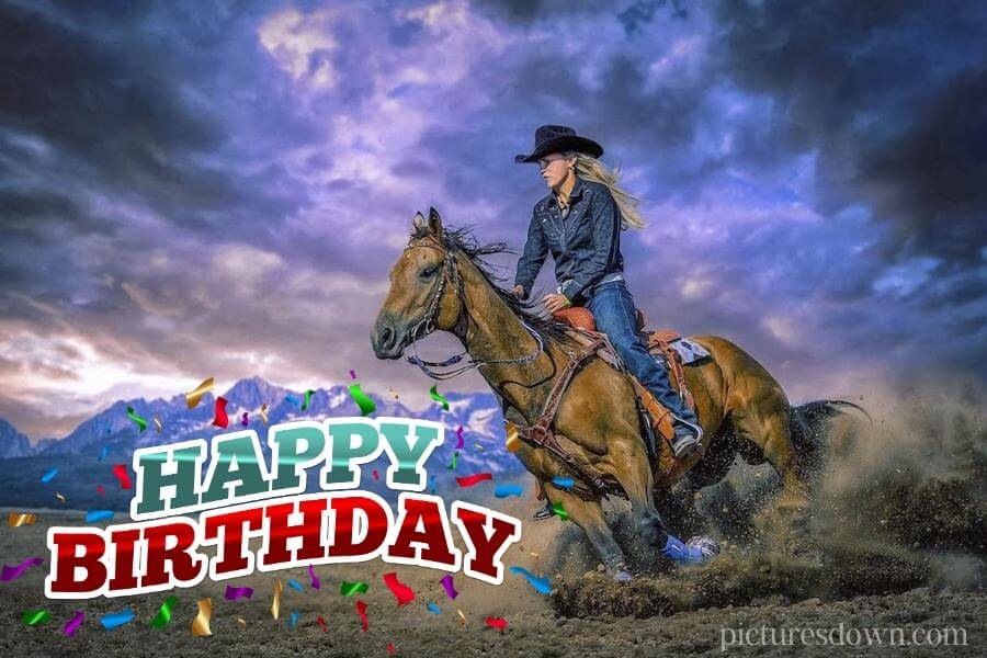 Happy birthday bild mann Mädchen auf einem Pferd kostenlos herunterladen