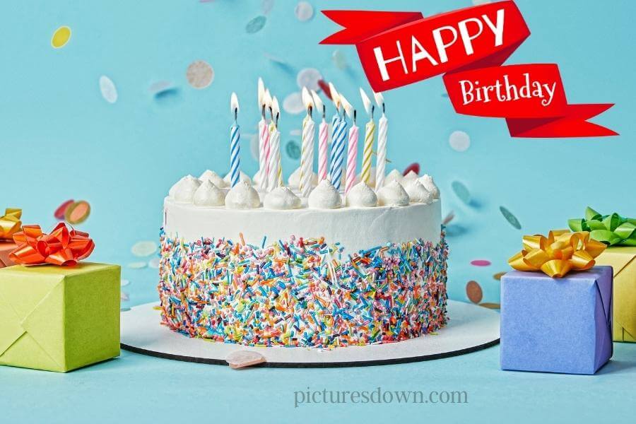 Happy birthday bild mann Kuchen und Kerzen kostenlos herunterladen
