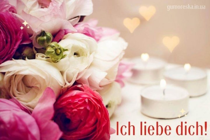 Ich liebe dich bild Blumen und Kerzen kostenlos herunterladen