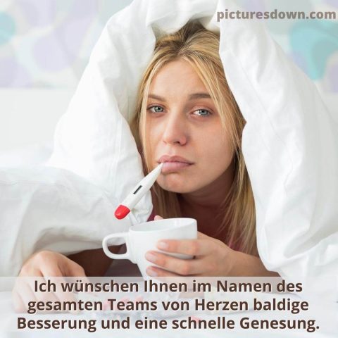 Gute besserung bild Mädchen und Thermometer kostenlos herunterladen