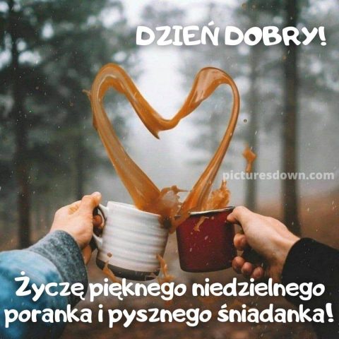 Dzień dobry w niedzielę kartka serce do pobrania za darmo