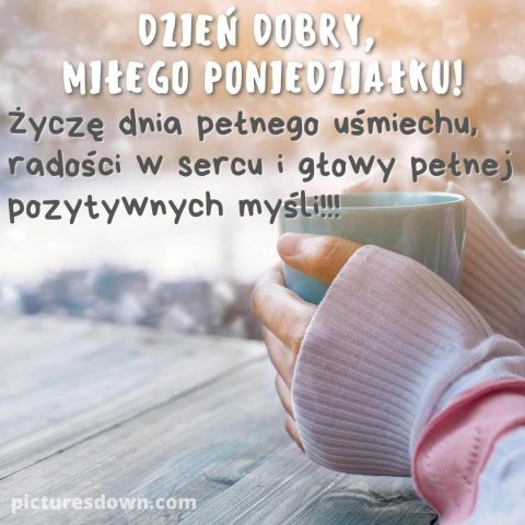 Kartka na poniedziałek dzień dobry kawa smakowa do pobrania za darmo