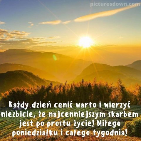 Kartka na poniedziałek dzień dobry sceneria do pobrania za darmo