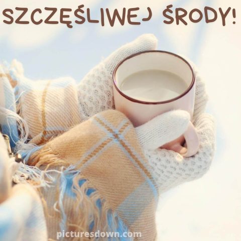 Kartka kawa na dzień dobry na środę filiżanka do pobrania za darmo