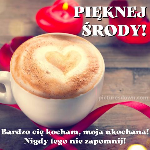 Kartka miłosne na środę serce na kawie do pobrania za darmo