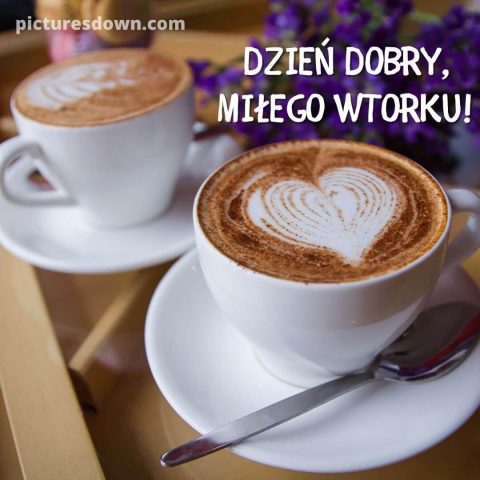 Kartka miłosne na wtorek dwie kawy do pobrania za darmo
