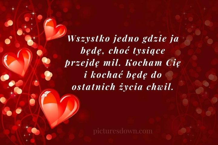 Kartka miłosne kocham cie z obrazem "czerwone serca" do pobrania za darmo