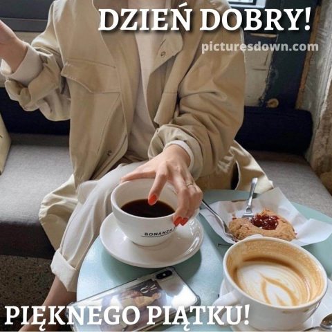 Kartka kawa na dzień dobry w piątek śniadanie do pobrania za darmo