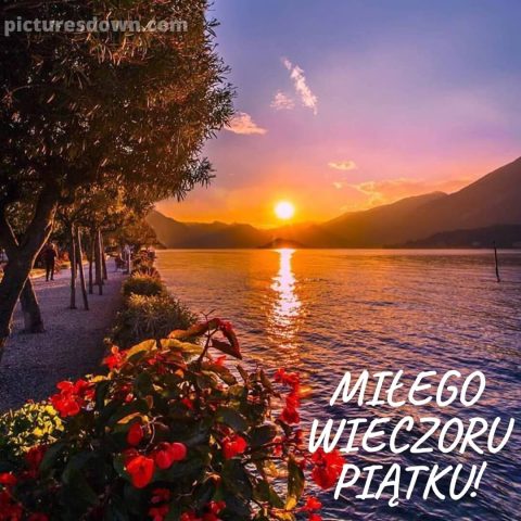 Kartka miłego wieczoru piątku i dobrej nocy zachód słońca do pobrania za darmo