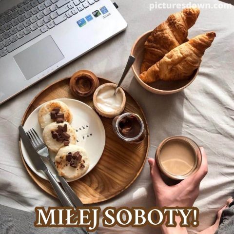 Miłej soboty kawa kartka deser za darmo