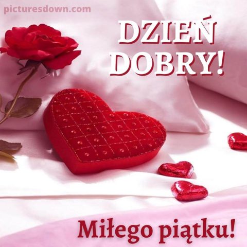 Kartka miłosne kocham cie na piątek serce i kwiat do pobrania za darmo