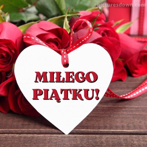 Kartka miłosne kocham cie na piątek czerwone róże do pobrania za darmo