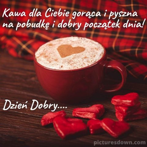 Kartka miłosne kocham cie na piątek kawowe serca do pobrania za darmo