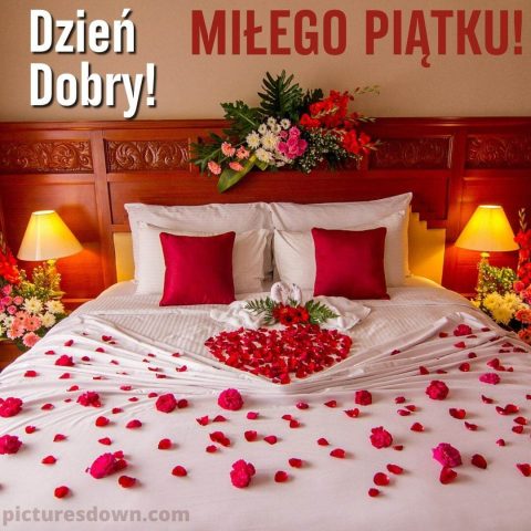 Kartka miłosne kocham cie na piątek płatki róż do pobrania za darmo