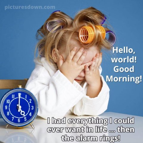 Good morning monday funny picture girl and alarm clock free download