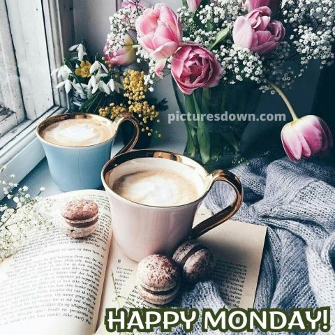 Happy monday image coffee flowers free download