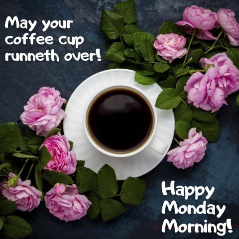 Happy monday image coffee beautiful roses free download