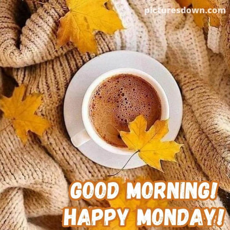 Happy monday image coffee leaves free download