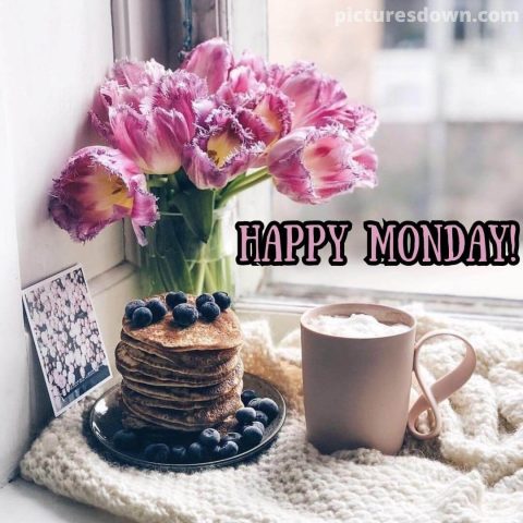 Happy monday image coffee tulips free download