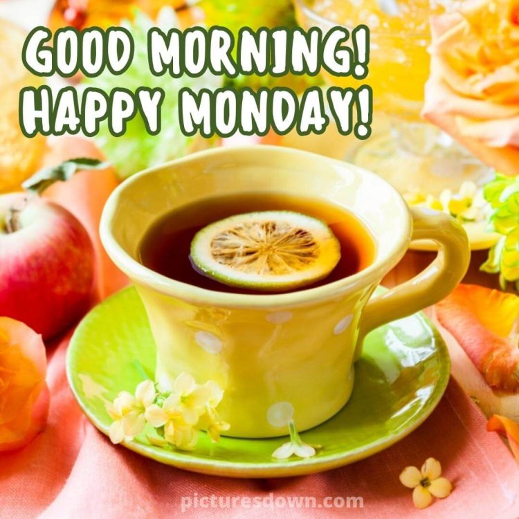 Happy monday image tea with lemon free download
